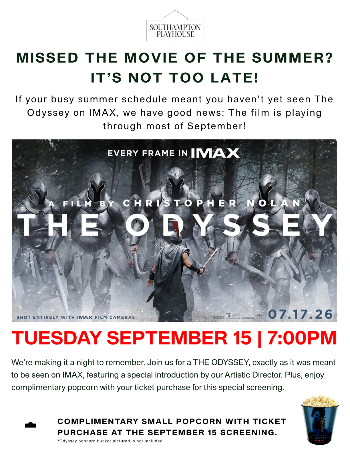 Southampton Playhouse Presents: The Odyssey until September